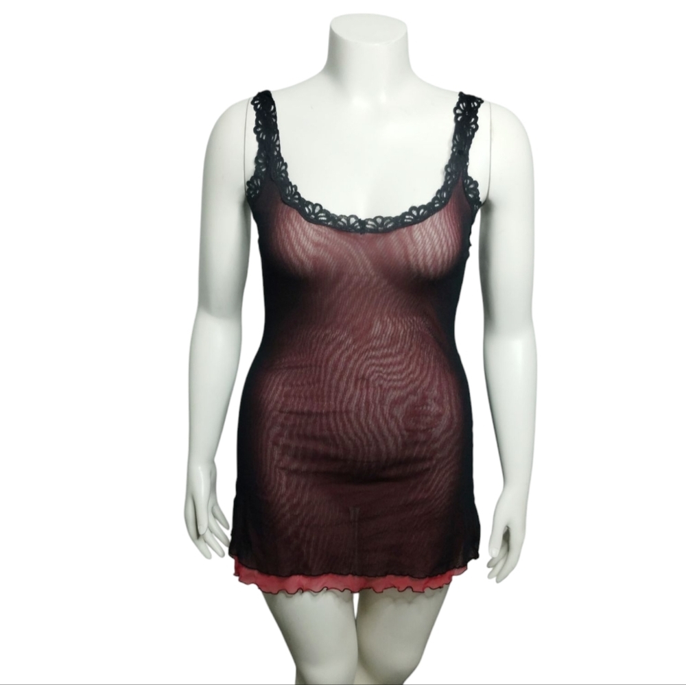 Y2K‎ Vintage Rampage Womens size LARGE Sheer Whimsigoth Fairygrunge Lace Dress
